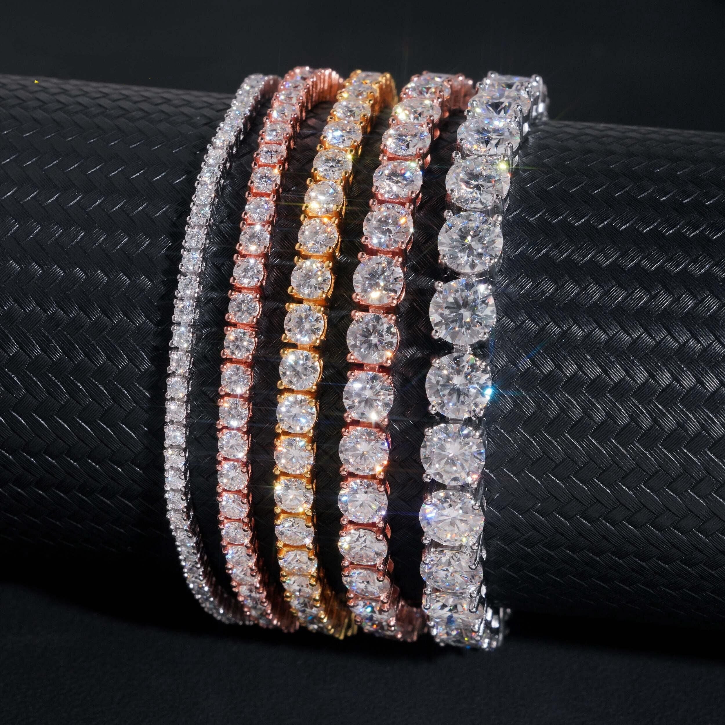 Sterling Silver 925 2MM 3MM 4MM 5MM 6.5MM Moissanite Tennis Bracelet with GRA Certificate