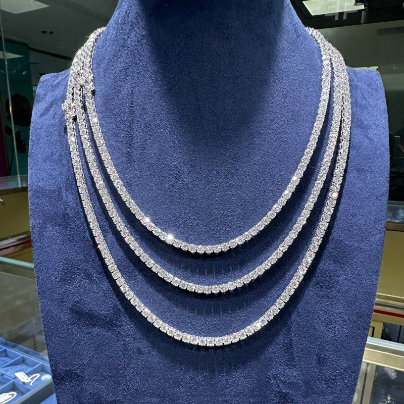 9K White Gold 3.7MM Lab Grown Diamond Tennis Chain Necklace