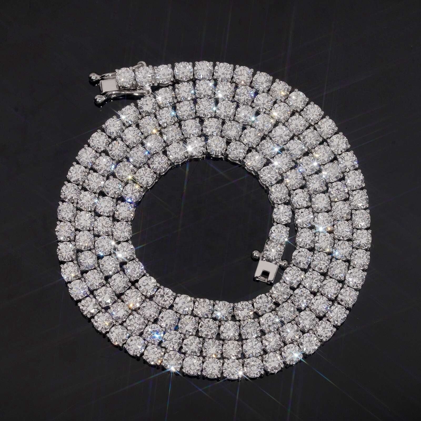 9K White Gold 3.7MM Lab Grown Diamond Tennis Chain Necklace