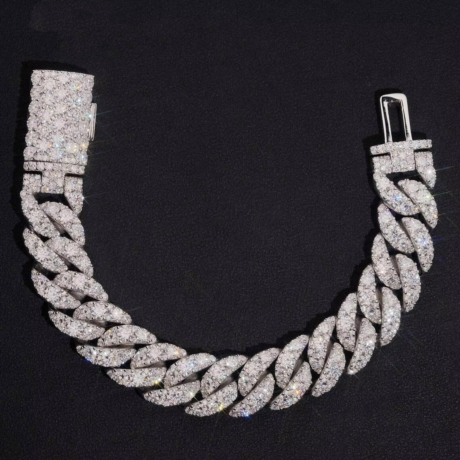 16MM Single Row Moissanite Cuban Link Bracelet