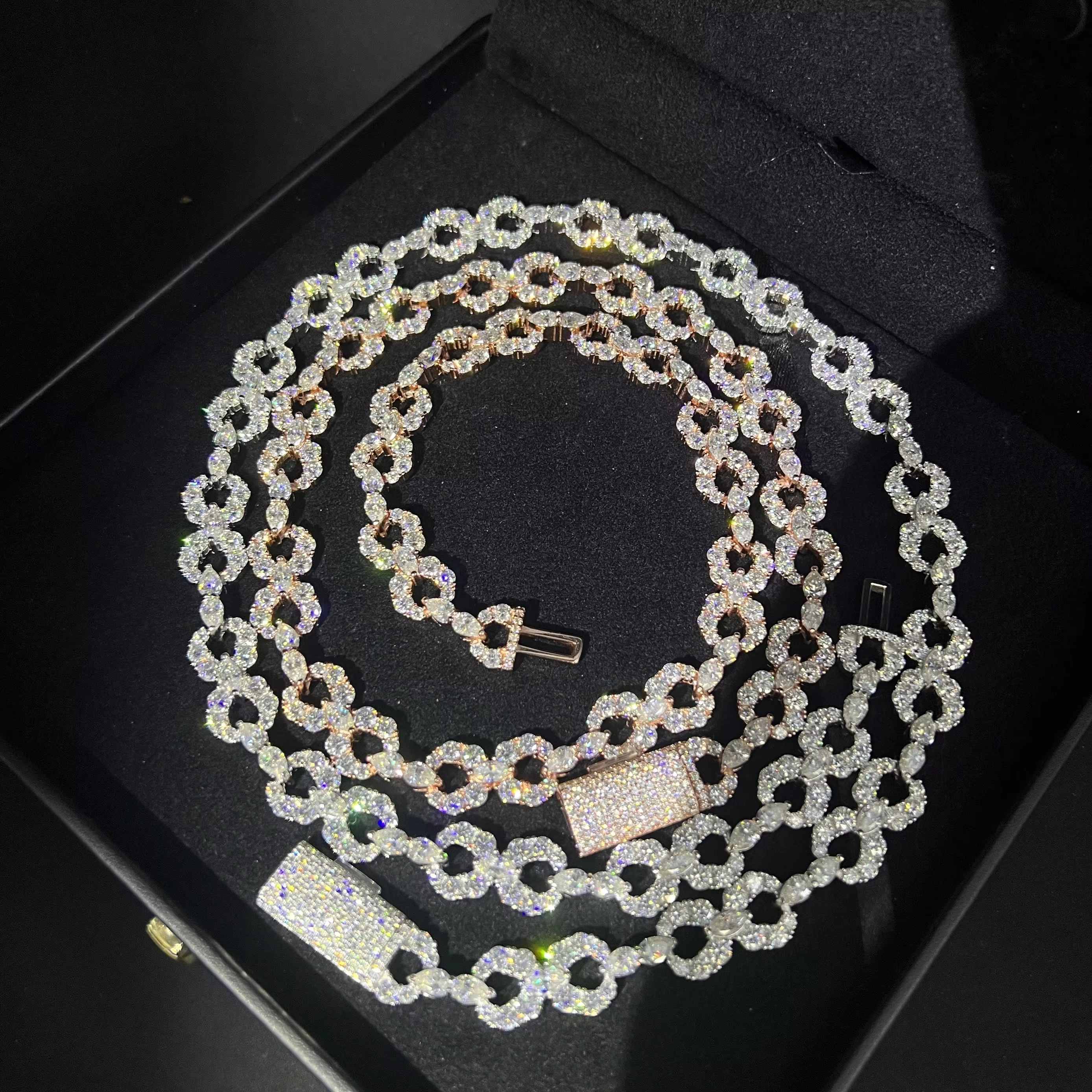 12MM Infinity Chain Necklace 925 Silver Moissanite Diamond