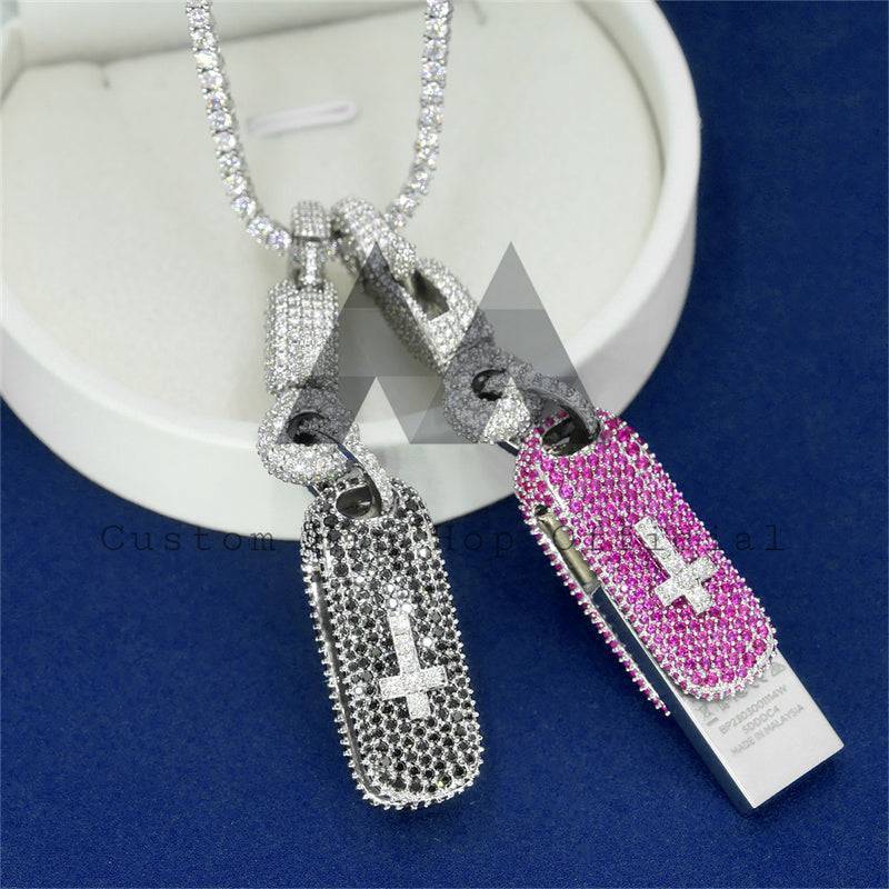 Hip hop jewelry sterling silver moissanite USB flash drive pendant iced out fit for 4MM tennis chain2