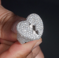 Moissanite Diamond Hip Hop Ring, Broken Heart Ice-Out Design