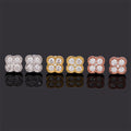 925 Sterling Silver Clover Stud Earrings Screw Back VVS Moissanite Diamond