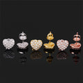 Mini Size Heart Shaped Moissanite Earrings Screw Back Solid Silver