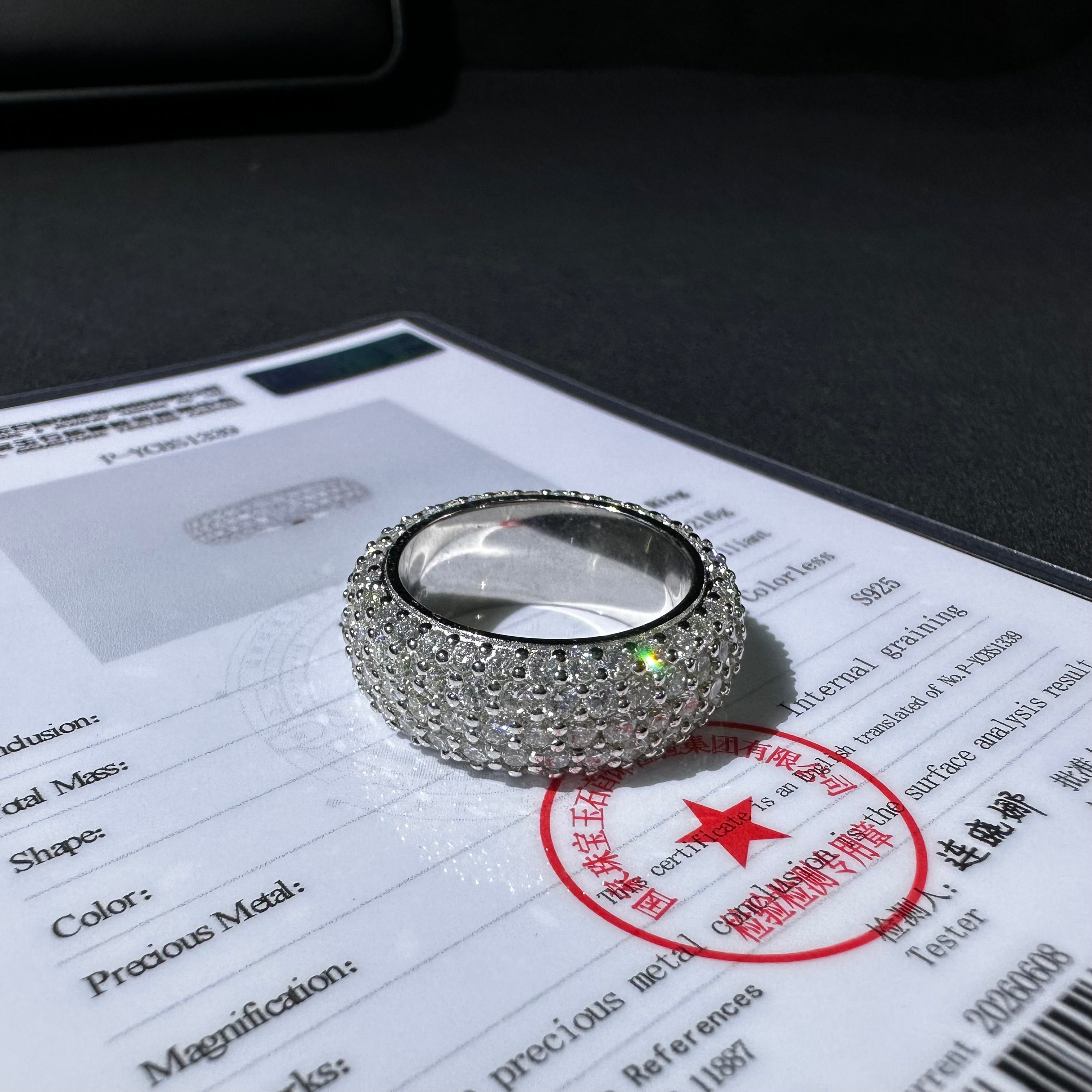 925 Sterling Silver Lab Grown Diamond Eternity Ring Band For Men