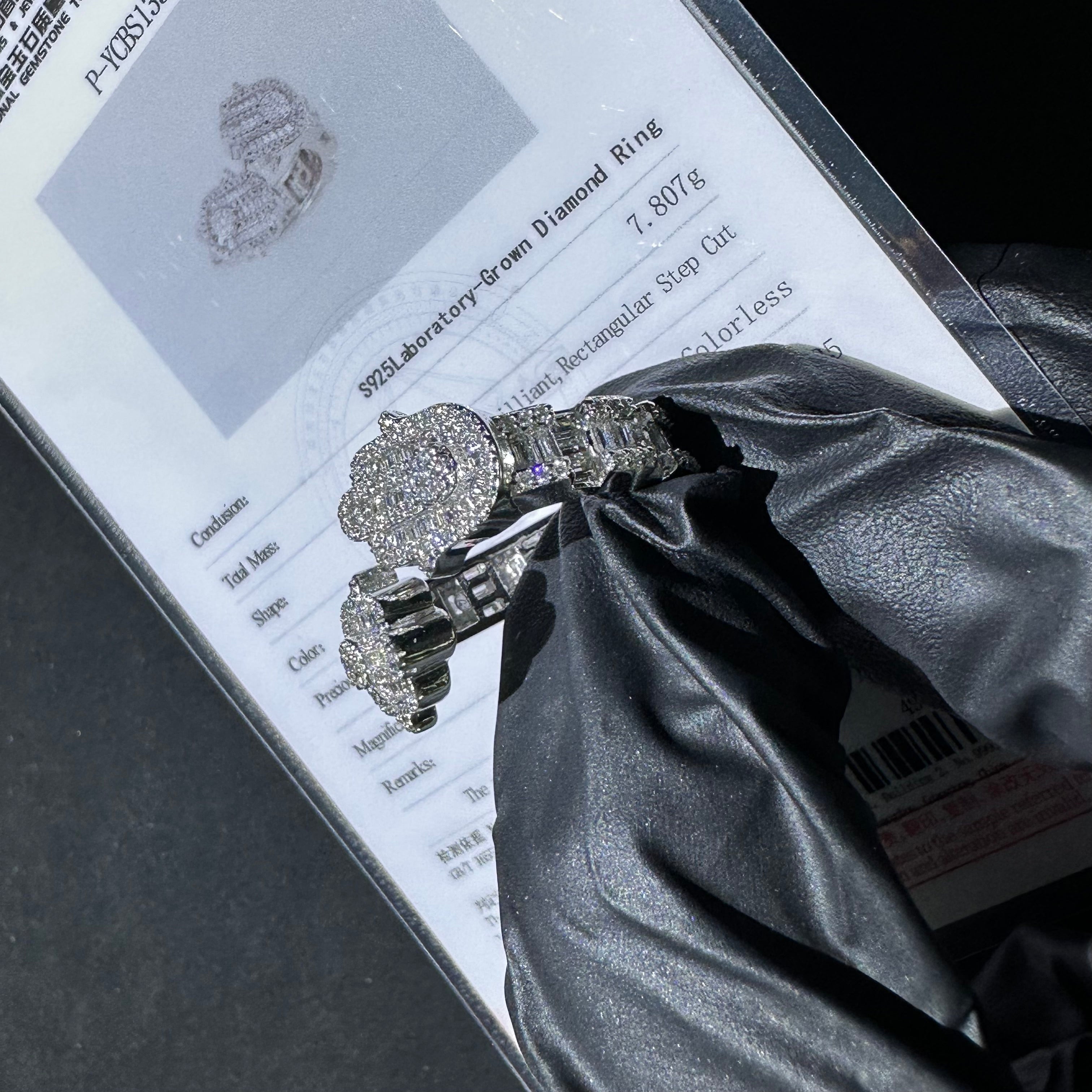 925 Sterling Silver Lab Grown Diamond Hamsa Ring