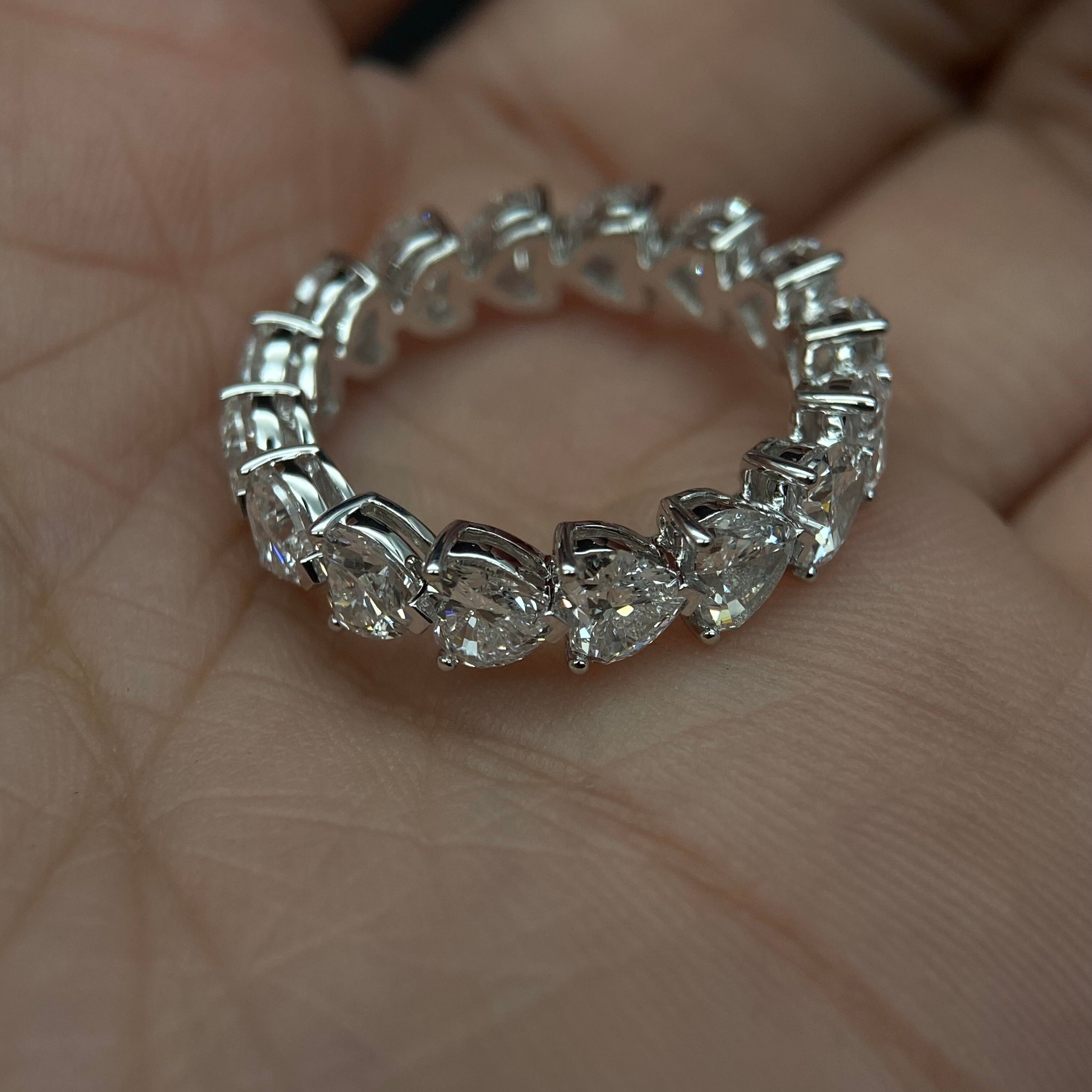 Platinum Lab Grown Diamond Heart Cut Eternity Ring Band 30 Pointer