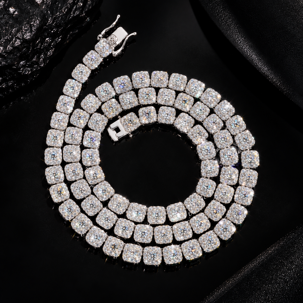 Hip Hop Iced Out Men Women Fashion Classic Design 6MM Silver 925 Moissanite Cluster Tennis Chain