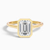 2 Carat Emerald Cut Bezel Set Lab Grown Diamond Ring in 14k Yellow Gold