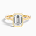 2 Carat Emerald Cut Bezel Set Lab Grown Diamond Ring in 14k Yellow Gold