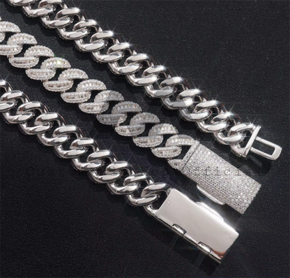 Stylish Iced Out Urban Jewelry Hip Hop Men Jewelry 13MM Moissanite Baguette Cuban Link Chain Necklace