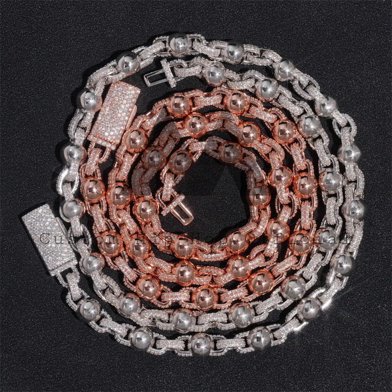Стильный ледяной муассанит, 8 мм, шариковая цепочка с четками, муассанит, алмазный тестер для бриллиантов