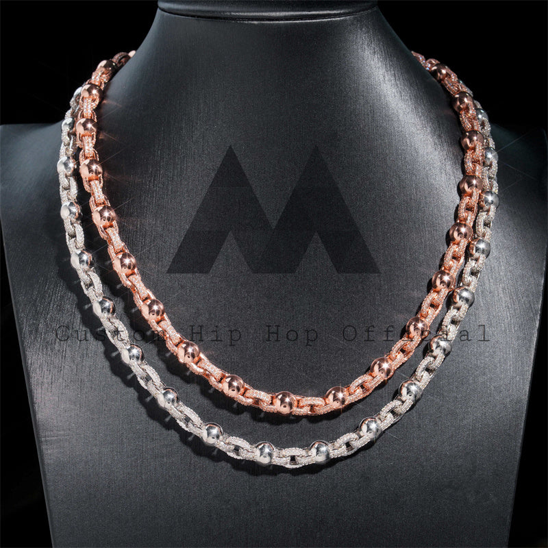 Стильный ледяной муассанит, 8 мм, шариковая цепочка с четками, муассанит, алмазный тестер для бриллиантов