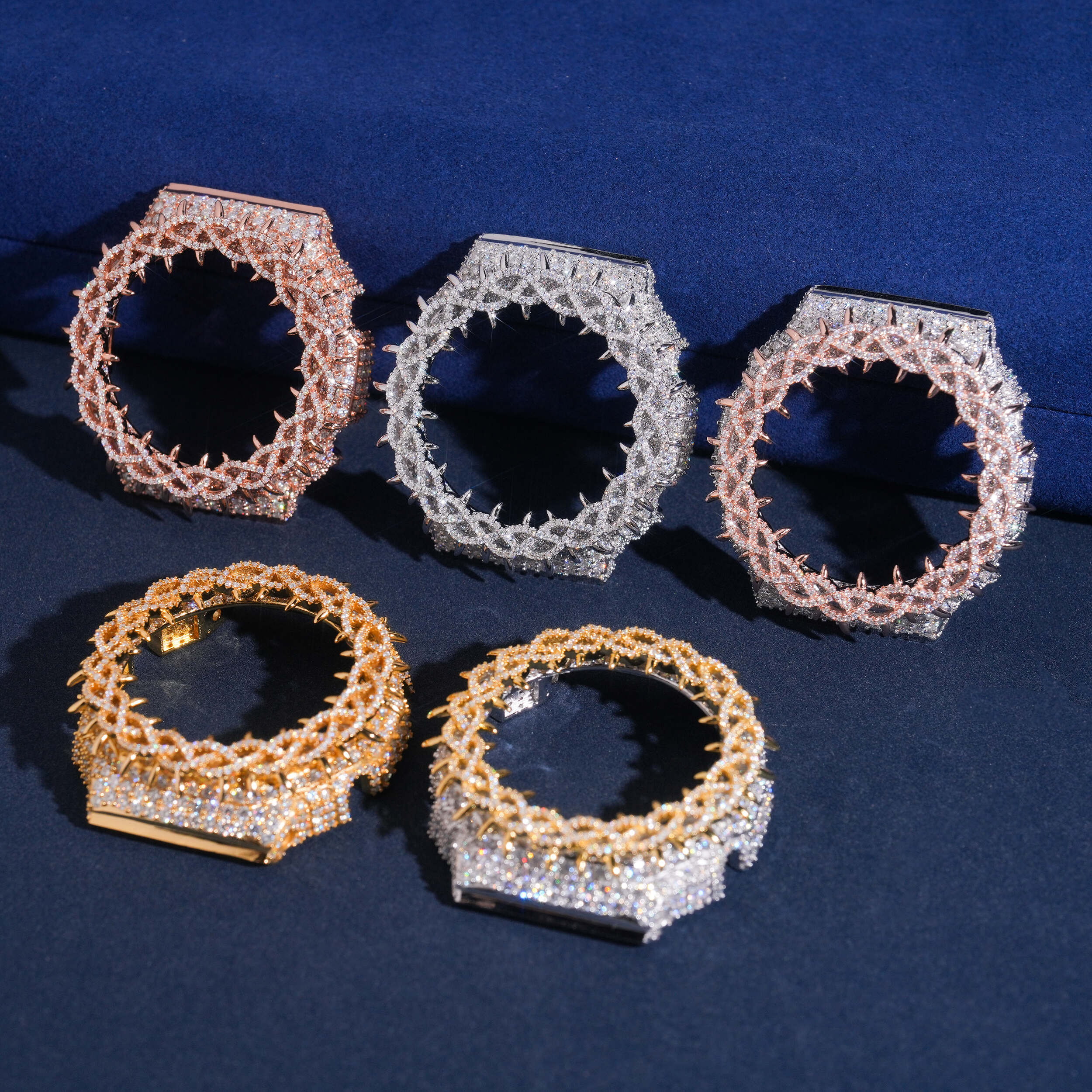 Barbed Spike G Shock GA2100 Moissanite Watches Case 10K Gold