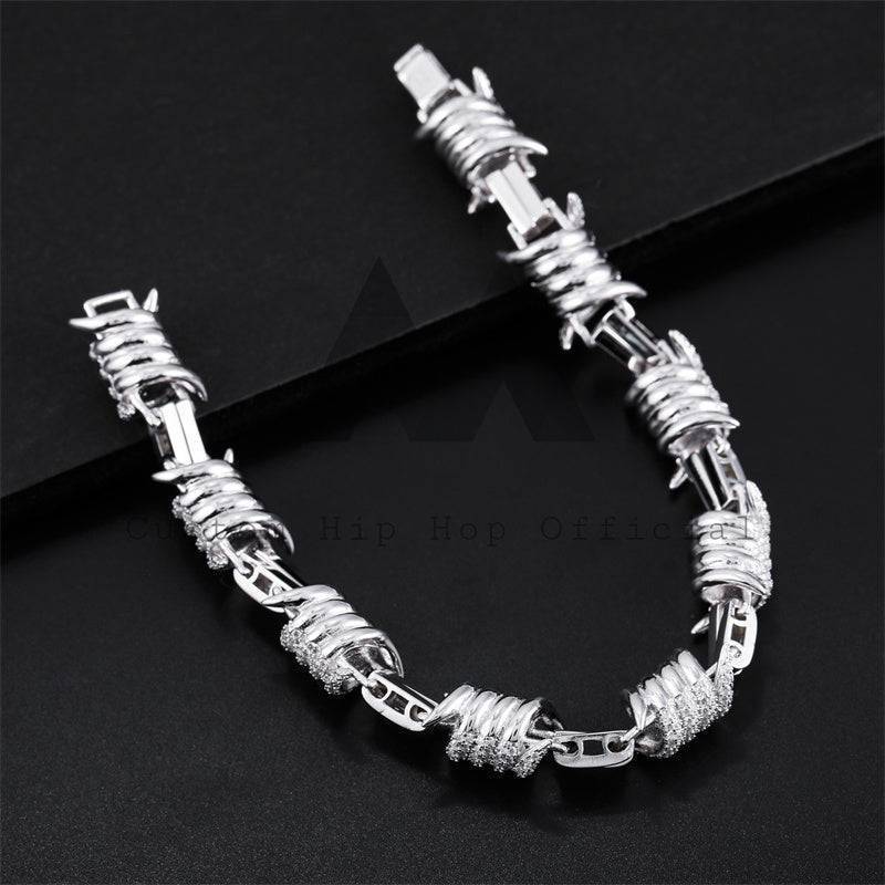 10MM Wire Barber Link Bracelet Iced Out With Moissanite Diamonds Pass Diamond Tester