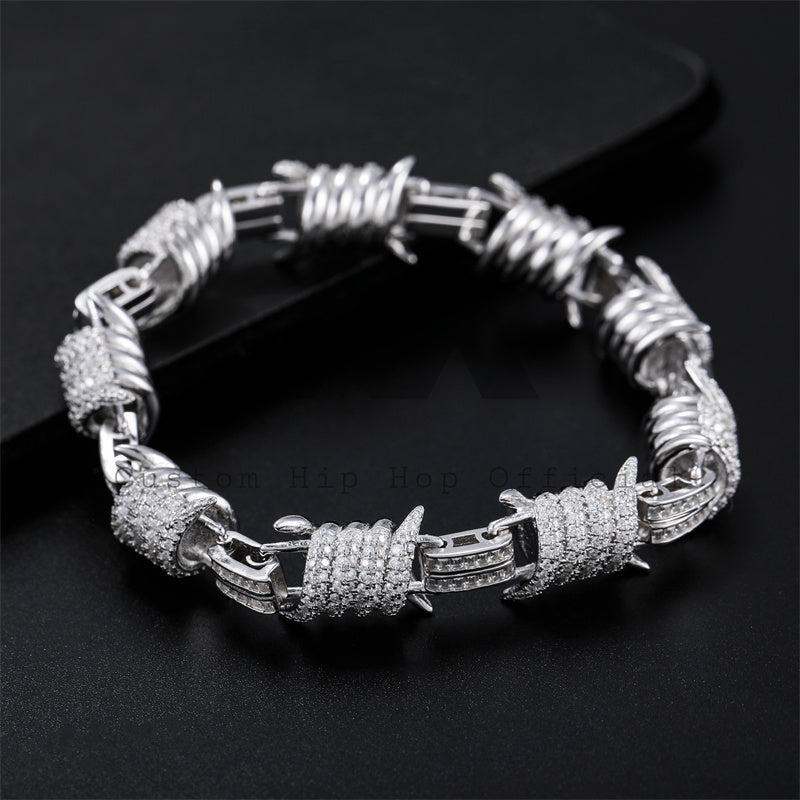 10MM Wire Barber Link Bracelet Iced Out With Moissanite Diamonds Pass Diamond Tester