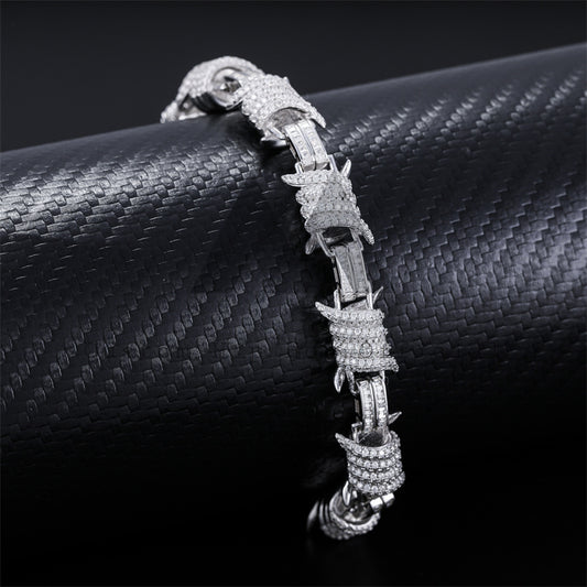 10MM Wire Barber Link Bracelet Iced Out With Moissanite Diamonds Pass Diamond Tester