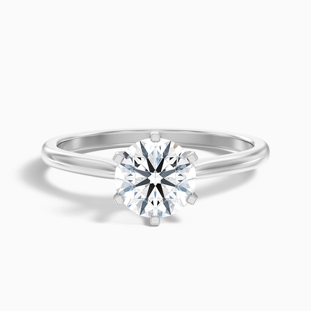 1 Carat Round Solitaire Lab Grown Diamond Ring in 10k White Gold