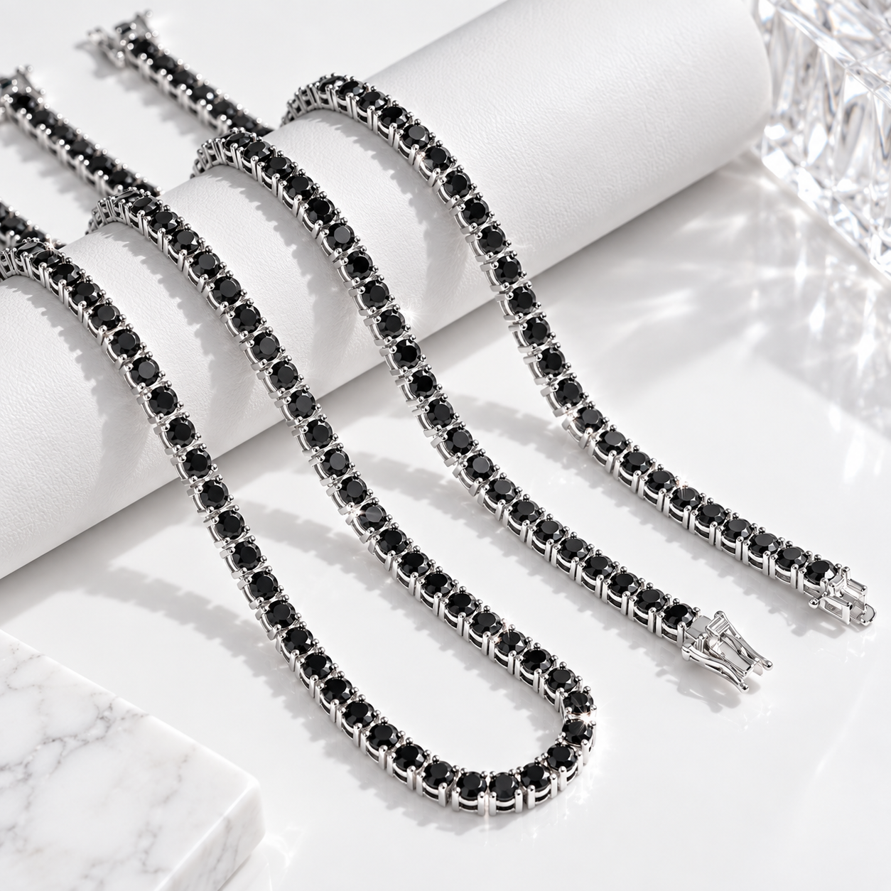 925 Sterling Silver Iced Out VVS D Color Black Moissanite Tennis Chain Tennis Bracelet
