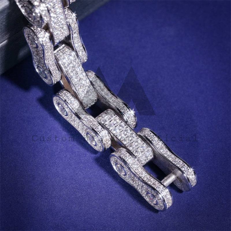 Hip hop iced out 13MM Moissanite diamond bike link bracelet for men