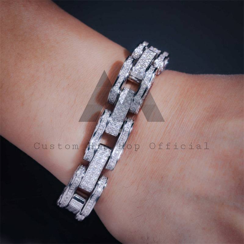 Hip hop iced out 13MM Moissanite diamond bike link bracelet for men