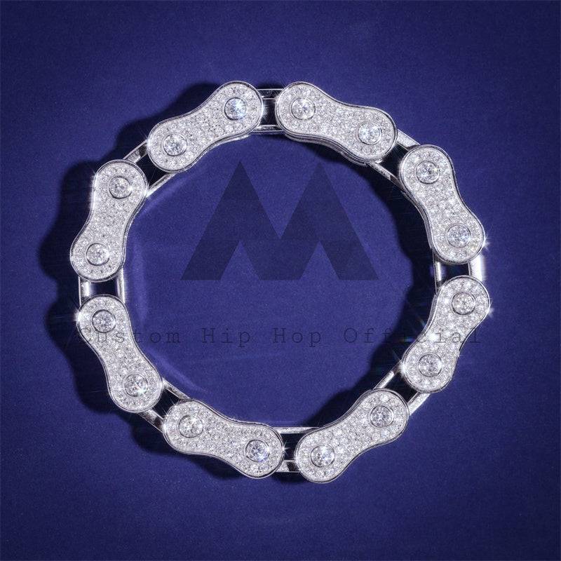 Hip hop iced out 13MM Moissanite diamond bike link bracelet for men