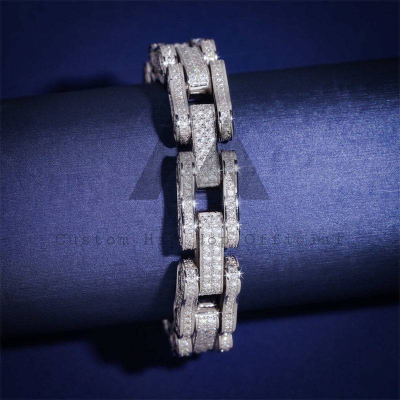 Hip hop iced out 13MM Moissanite diamond bike link bracelet for men