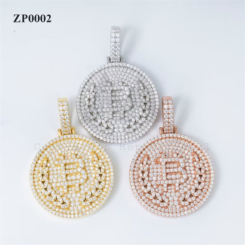 Hip hop jewelry with 4MM Tennis Chain Iced Out Moissanite Bitcoin Pendant for Men