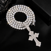 White Gold Sterling Silver 925 Iced Out Rapper Jewelry Baguette Cut Moissanite Cross Pendant Fit For 4MM Tennis Chain