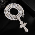 White Gold Sterling Silver 925 Iced Out Rapper Jewelry Baguette Cut Moissanite Cross Pendant Fit For 4MM Tennis Chain