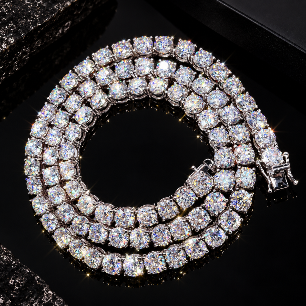 5MM Moissanite Tennis Chain | Iced Out Hip Hop Jewelry | Heart Arrow Cut