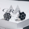 925 Sterling Silver Black Gold 15MM Black Moissanite Cluster Earrings Screw Back