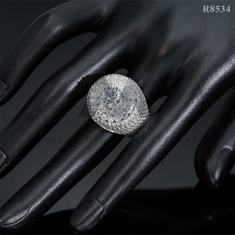 Сертифицированный Gra Pass Diamond Tester 925 Серебряное мужское кольцо со льдом из муассанита класса VVS