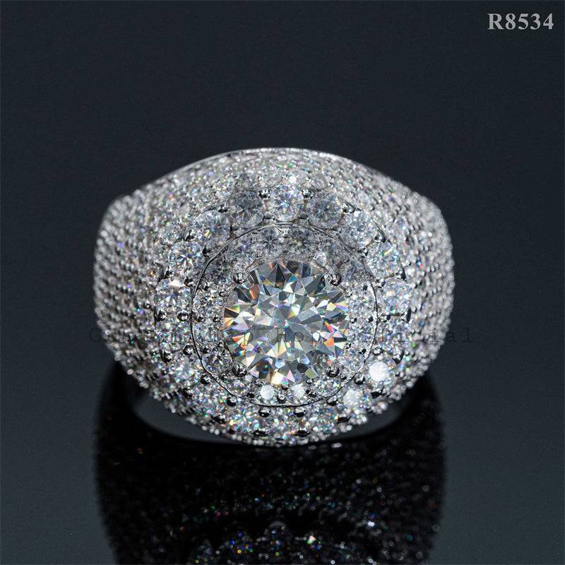 Gra Certificated Pass Diamond Tester 925 Silver Men Iced Out Moissanite Cluster Ring VVS Grade