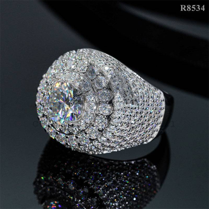 Gra Certificated Pass Diamond Tester 925 Silver Men Iced Out Moissanite Cluster Ring VVS Grade