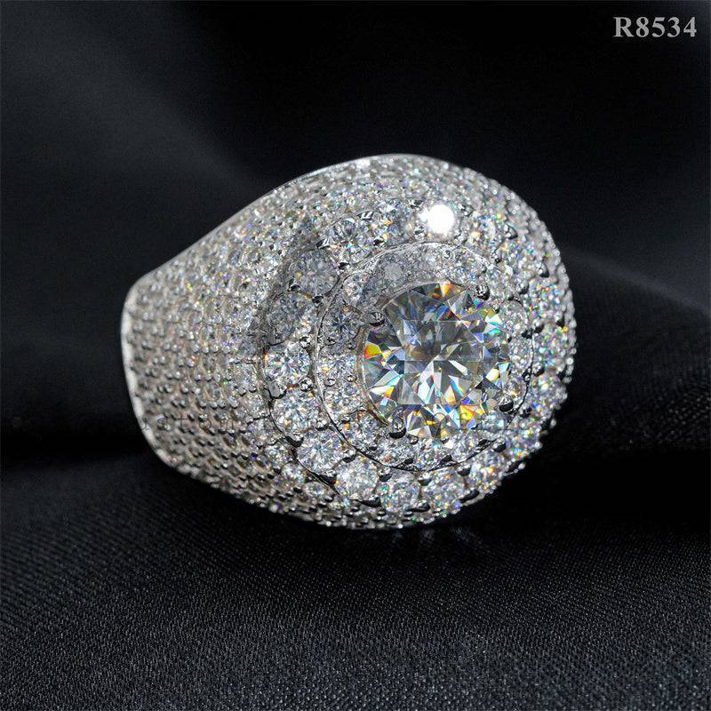 Gra Certificated Pass Diamond Tester 925 Silver Men Iced Out Moissanite Cluster Ring VVS Grade