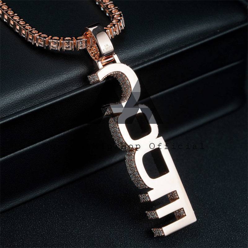 "CODE" Custom Moissanite Pendant 14K Gold