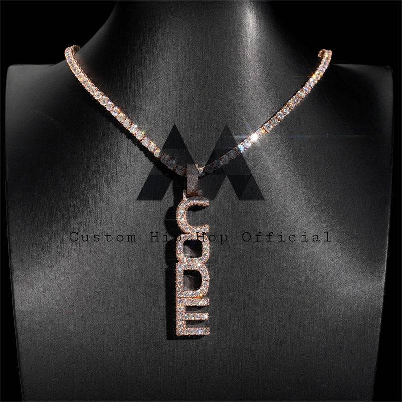 "CODE" Custom Moissanite Pendant 14K Gold