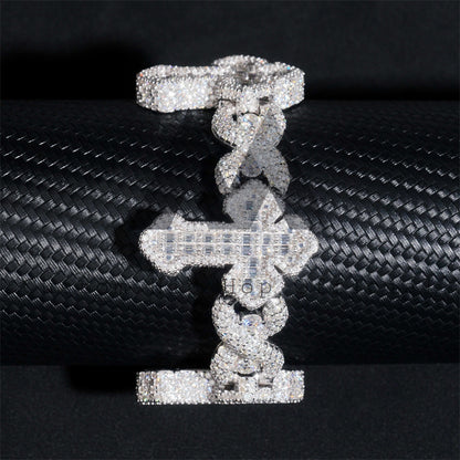 20MM Hip Hop Rapper Jewelry Iced Out Moissanite Cross Bracelet With Infinity Link1