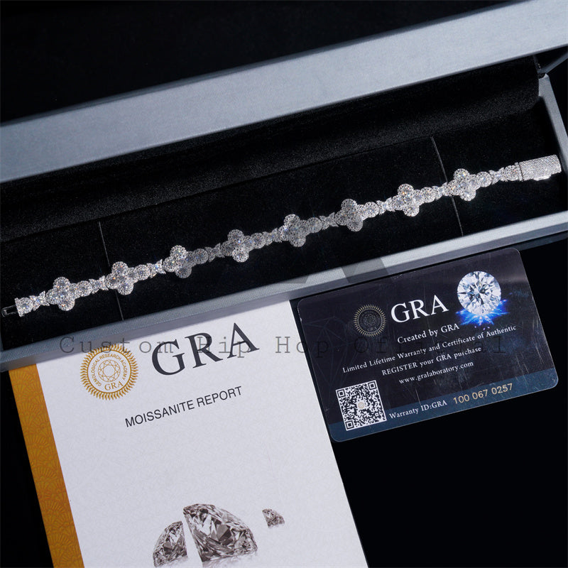 New Arrival Gra Certificated 6MM Cross Bracelet Moissanite Diamond 925 Sterling Silver