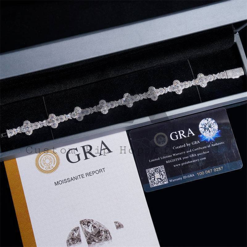 New Arrival Gra Certificated 6MM Cross Bracelet Moissanite Diamond 925 Sterling Silver