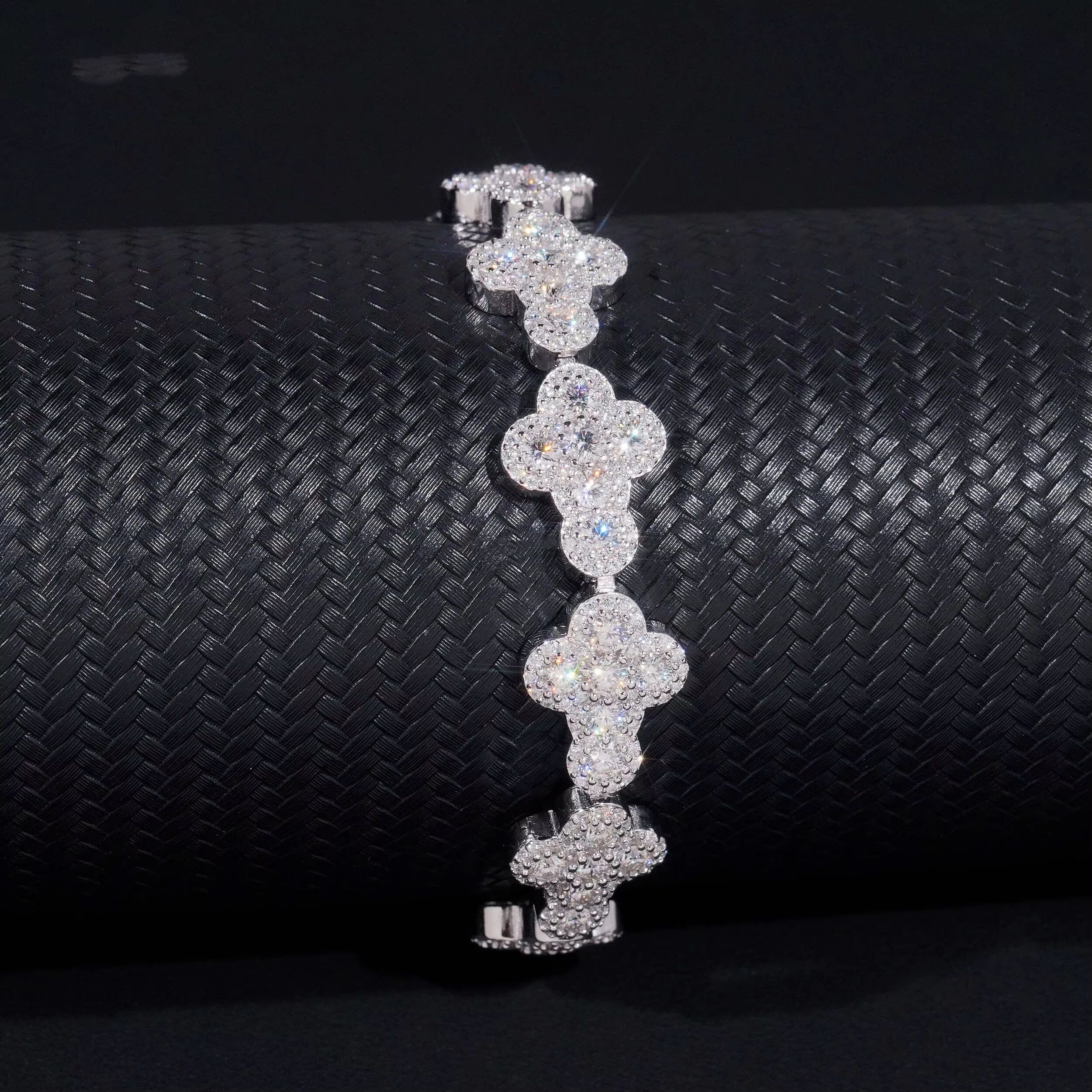 10MM VVS Moissanite Cross Tennis Chain Bracelet Sterling Silver 925 Fully Iced For Men