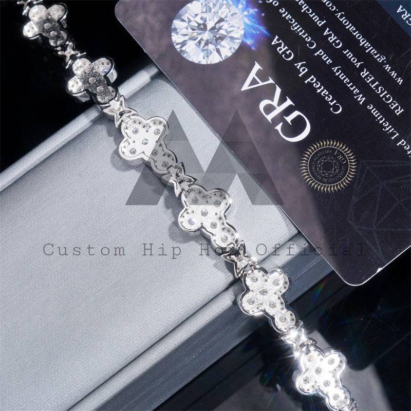 New Arrival Gra Certificated 6MM Cross Bracelet Moissanite Diamond 925 Sterling Silver