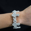 Hip hop jewelry featuring 20MM Moissanite Iced Out Cross Bracelet with Hip Hop Infinity Link