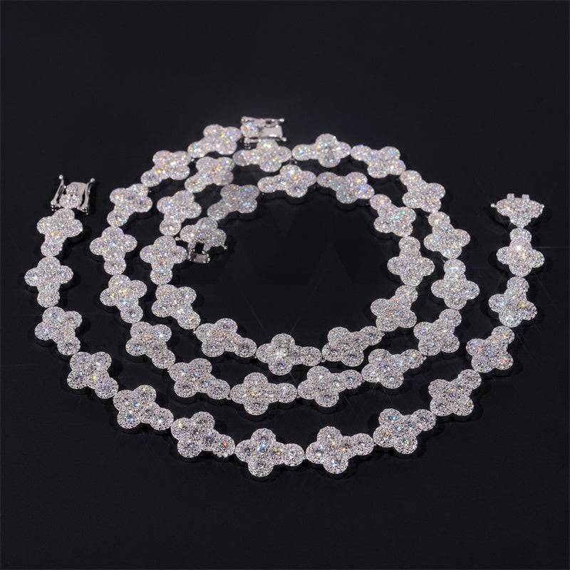 New Arrival Iced Out Hip Ho Moissanite Jewelry 13MM Silver 925 Moissanite Cross Tennis Chain