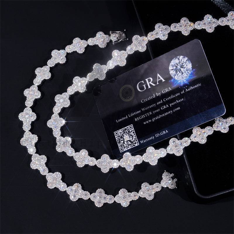 New Arrival Iced Out Hip Ho Moissanite Jewelry 13MM Silver 925 Moissanite Cross Tennis Chain