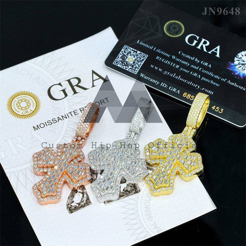 Hip hop iced out moissanite cross pendant for 5mm tennis chain jewelry