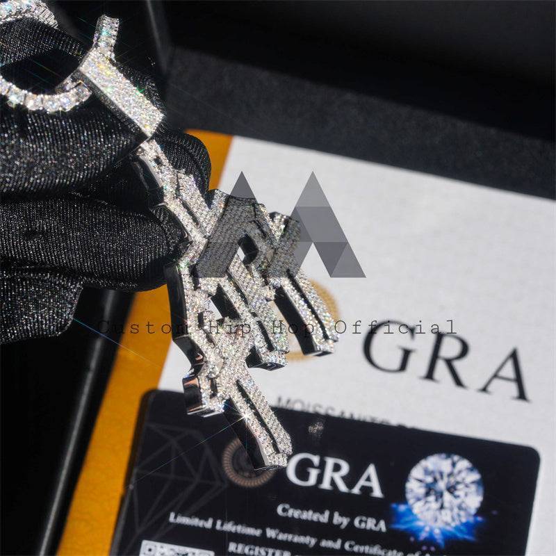 Hip hop jewelry featuring Three Cross Pendant with Iced Out Moissanite Diamonds that Pass Diamond Tester3