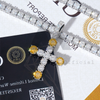 Solid Silver 1.6 Inch Tall VVS Moissanite Yellow Mix White Cross Pendant Fit For 4MM Tennis Chain